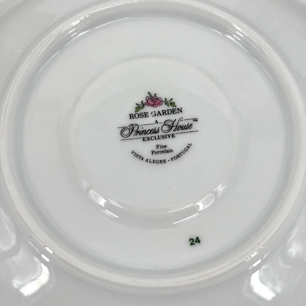 Princess House Rose Garden Fine Porcelain Tea Cup Saucer Set 4 Vintage 1988 NIB